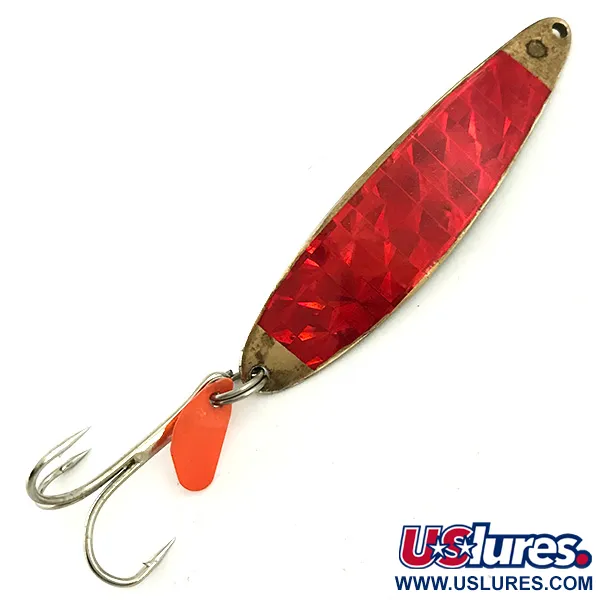 Vintage   Bay de Noc Swedish pimple, 1/2oz Nickel / Red fishing spoon #5686