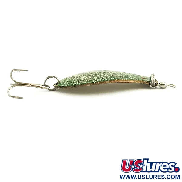 Vintage  Prescott Spinner Little Doctor 255, 1/4oz Golden Glitter / Green Glitter fishing spoon #5689