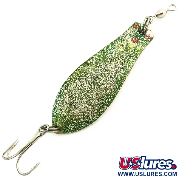 Vintage  Prescott Spinner Little Doctor 255, 1/4oz Golden Glitter / Green Glitter fishing spoon #5689