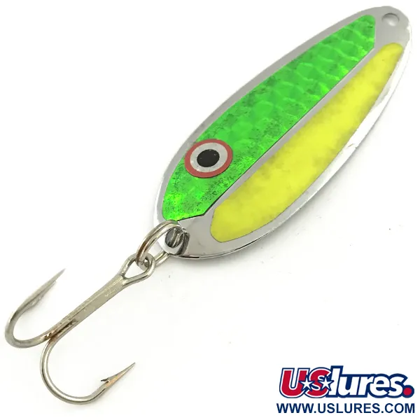 Vintage  Pro King Pro Spoon, 1/3oz Yellow / Green / Nickel fishing spoon #5690