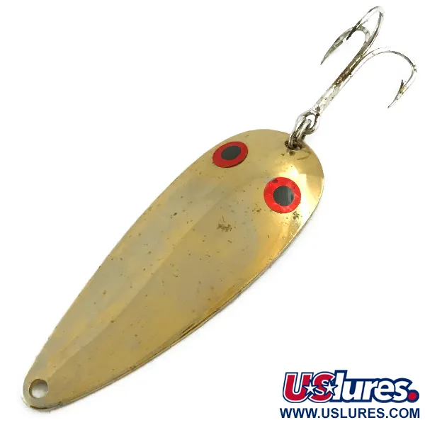 Vintage   Worth Spoon, 3/5oz Gold / Red Eyes fishing spoon #5694