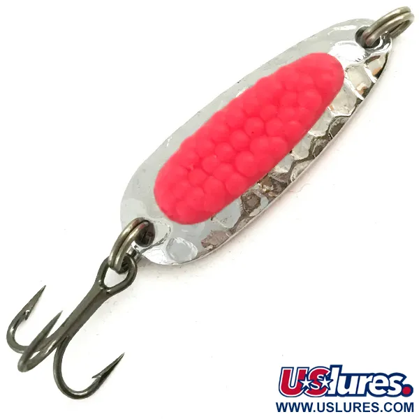 Vintage   Blue Fox Pixee UV, 3/16oz Hammered Nickel / Pink fishing spoon #5697