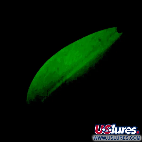 Vintage  TODDCO Main liner Glow UV, 3/4oz White / Yellow / Nickel fishing spoon #5698