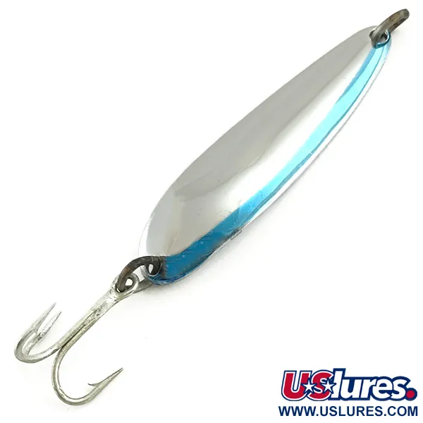 Vintage  Luhr Jensen Krocodile Die #4, 1/2oz Nickel / Blue fishing spoon #5708