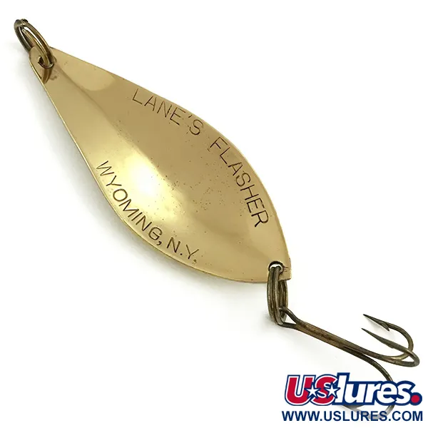 Vintage  Lanes Tackle & Bait Lane's Flasher, 1/2oz Gold fishing spoon #5716