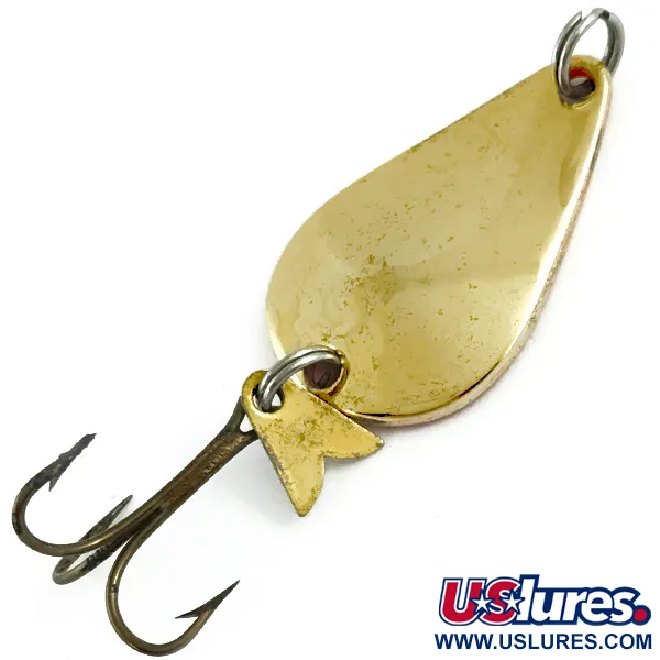 Vintage  Acme K.O. Wobbler UV, 1/4oz Gold / Orange fishing spoon #5758