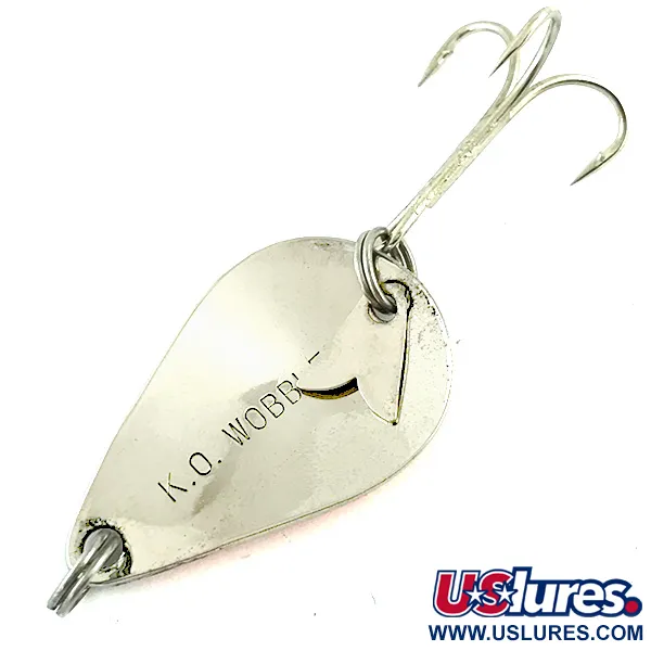 Vintage  Acme K.O. Wobbler UV, 1/4oz Nickel / Orange fishing spoon #5759