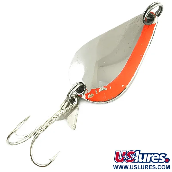 Vintage  Acme K.O. Wobbler UV, 1/4oz Nickel / Orange fishing spoon #5759