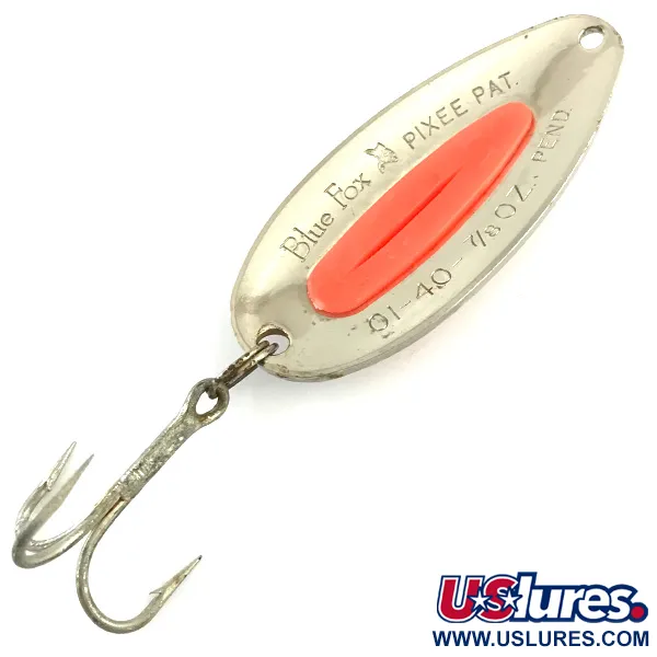 Vintage   Blue Fox Pixee UV, 3/4oz Hammered Nickel / Orange fishing spoon #5774