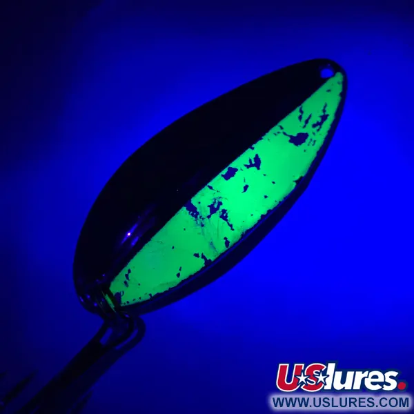 Vintage  TODDCO Main liner UV, 2/5oz Nickel / Fluorescent Green fishing spoon #5776