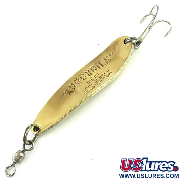 Vintage  Luhr Jensen Krocodile Die #4, 2/3oz Brass fishing spoon #5778