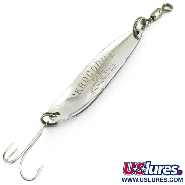 Vintage  Luhr Jensen Krocodile Die #4, 2/3oz Nickel fishing spoon #5780