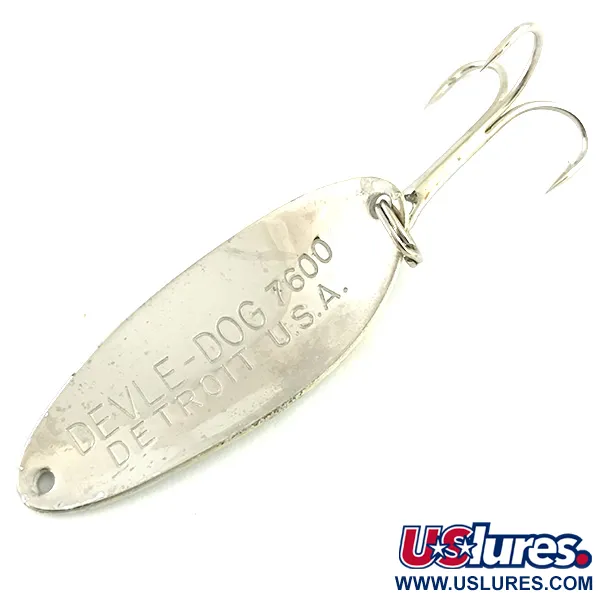 Vintage  Eppinger Dardevle Devle Dog 7600, 1/3oz Gray / Nickel fishing spoon #5782
