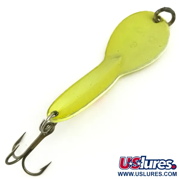 Vintage  Glen Evans Loco 2 UV, 1/4oz Yellow / Red / Nickel / UV Glow in UV light, Fluorescent fishing spoon #5790