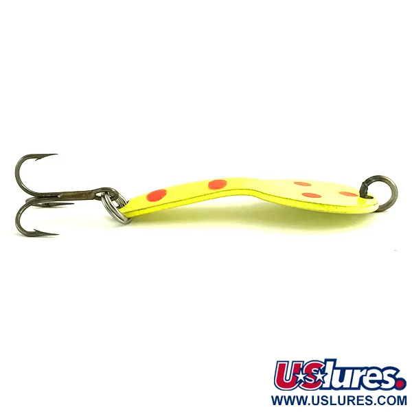 Vintage  Glen Evans Loco 2 UV, 1/4oz Yellow / Red / Nickel / UV Glow in UV light, Fluorescent fishing spoon #5790