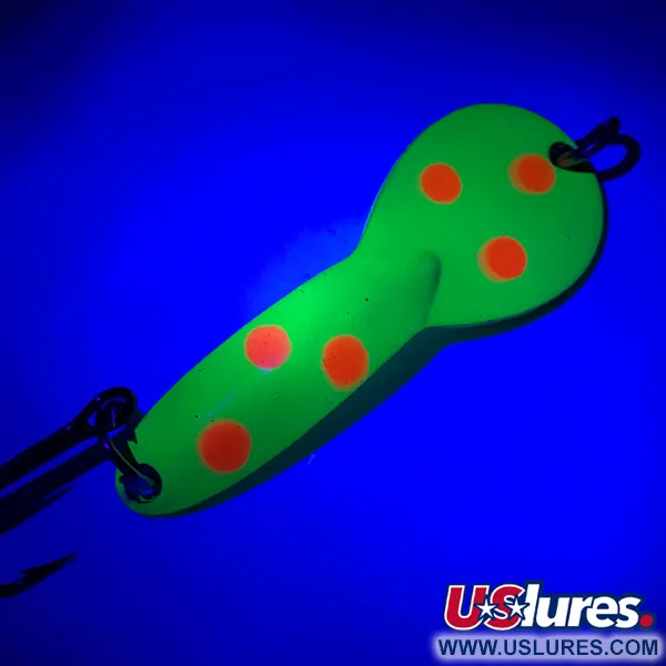 Vintage  Glen Evans Loco 2 UV, 1/4oz Yellow / Red / Nickel / UV Glow in UV light, Fluorescent fishing spoon #5790