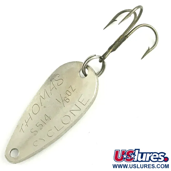 Vintage   Thomas Cyclone, 1/8oz Silver / Red fishing spoon #5818