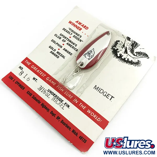  Eppinger Dardevle Midget, 3/16oz Red / White / Nickel fishing spoon #5838