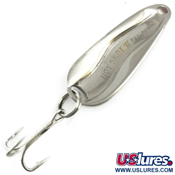 Vintage  Luhr Jensen Hot Shot W, 1/4oz Nickel fishing spoon #5855