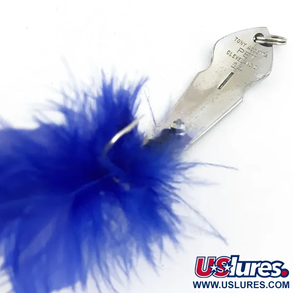 Vintage   Błystka antyzaczepowa Tony Accetta Pet Spoon 14, 1/4oz Nickel / Blue fishing spoon #5857