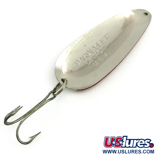 Vintage  Eppinger Dardevle Dardevlet , 3/4oz Red / White / Nickel fishing spoon #5872
