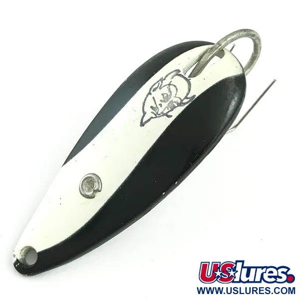 Vintage  Eppinger Weedless Dardevle Spinnie, 1/3oz Black / White / Nickel fishing spoon #5876