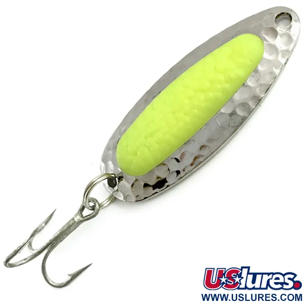 Vintage   Blue Fox Pixee UV, 1/2oz Hammered Nickel / Yellow fishing spoon #5877