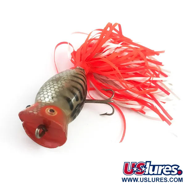 Vintage   Herter's Indian Dancer Popper, 1/3oz Red / Black / Gray fishing lure #5879