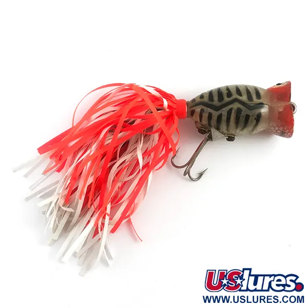 Vintage   Herter's Indian Dancer Popper, 1/3oz Red / Black / Gray fishing lure #5879