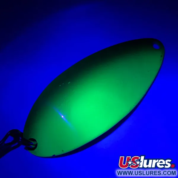 Vintage  Seneca Little Cleo (Hula Girl) UV, 1/2oz Yellow / Green / Nickel fishing spoon #5896