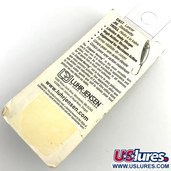   Luhr Jensen Crippled Herring Glow UV, 3/4oz White / Green UV Glow in Dark and UV light fishing spoon #5921