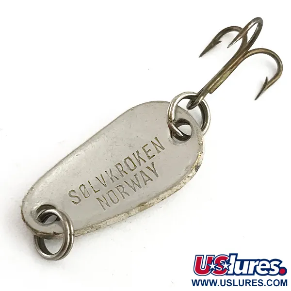 Vintage   Sølvkroken Spesial Classic , 1/8oz Silver / Red fishing spoon #5934