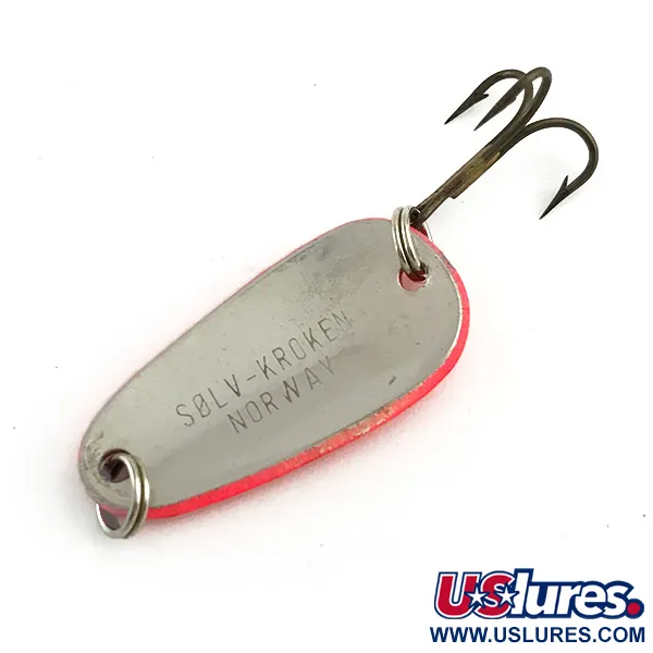 Vintage   Sølvkroken Spesial Classic UV, 1/4oz Red UV / Silver fishing spoon #5937