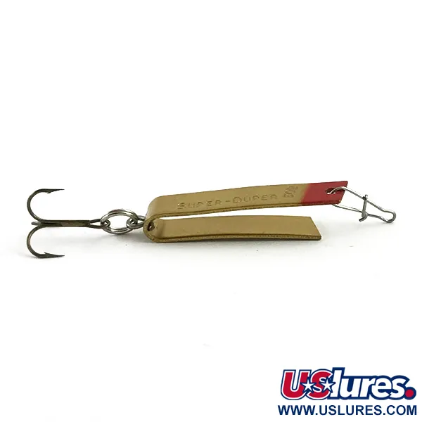 Vintage  South Bend Super-Duper 502, 3/32oz Gold / Red fishing spoon #5952