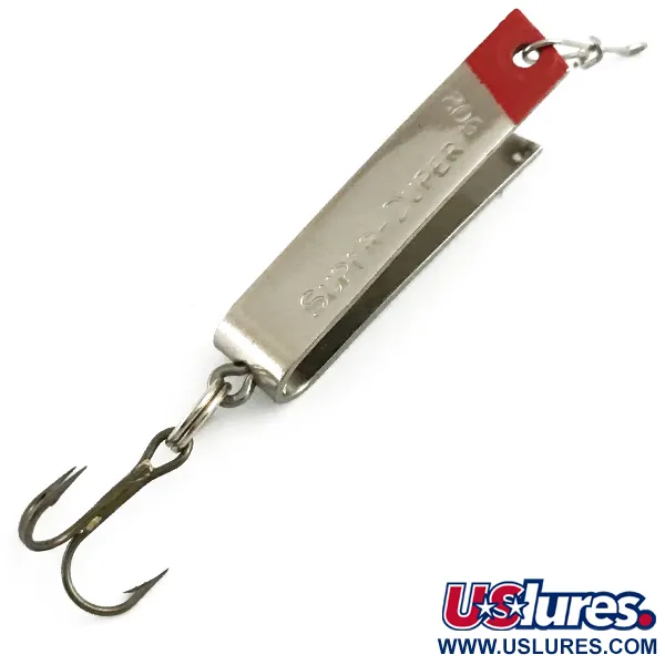 Vintage   Luhr Jensen Super-Duper 502, 3/32oz Nickel / Red fishing spoon #5953