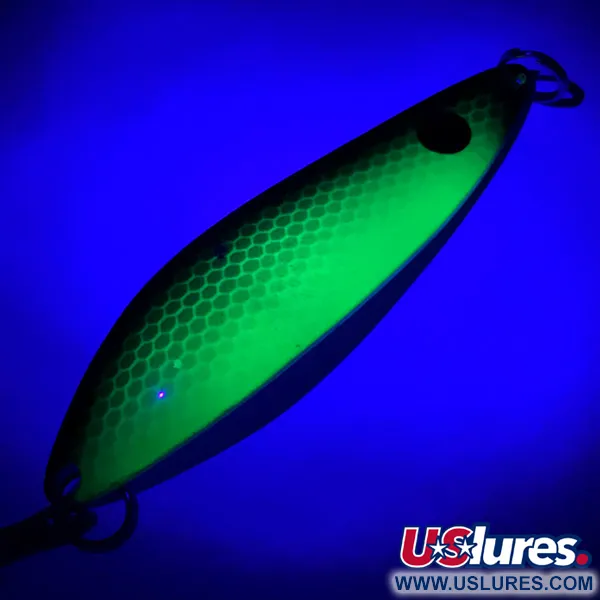 Vintage   Red Eye Lures The Perfect Minnow UV, 1/2oz Green / Black / White Pearl fishing spoon #5962