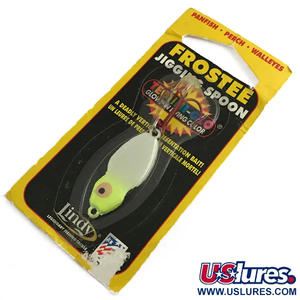  Lindy / Little Joe Frostee Jigging Spoon Glow, 1/4oz Chartreuse UV Glow in UV light, Fluorescent, Glow in Dark fishing spoon #5968