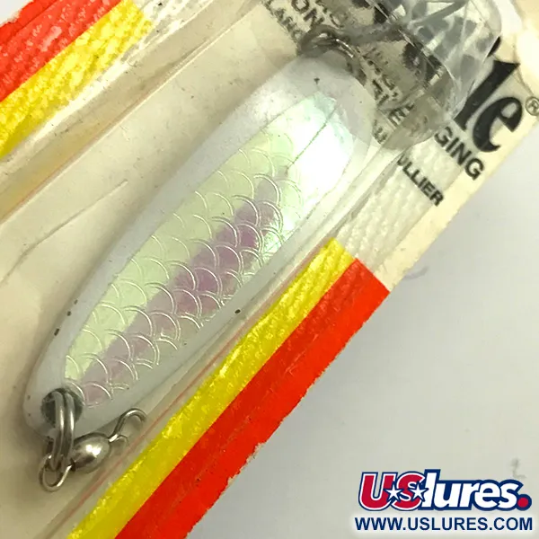  Luhr Jensen Krocodile Die #3, 1/2oz White Pearl / Hologram White Pink fishing spoon #5970
