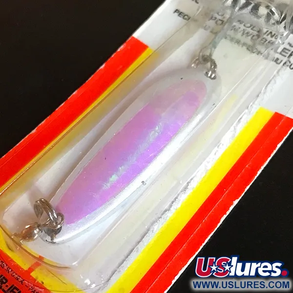  Luhr Jensen Krocodile Die #3, 1/2oz White Pearl / Hologram White Pink fishing spoon #5970