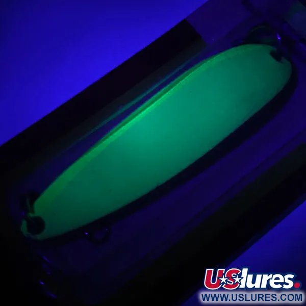 Luhr Jensen Krocodile Die #4 Glow, 2/3oz White / Green fishing spoon #5971