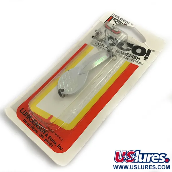  Luhr Jensen Loco 2, 1/4oz White Pearl / Hologram Green to Pink fishing spoon #5974