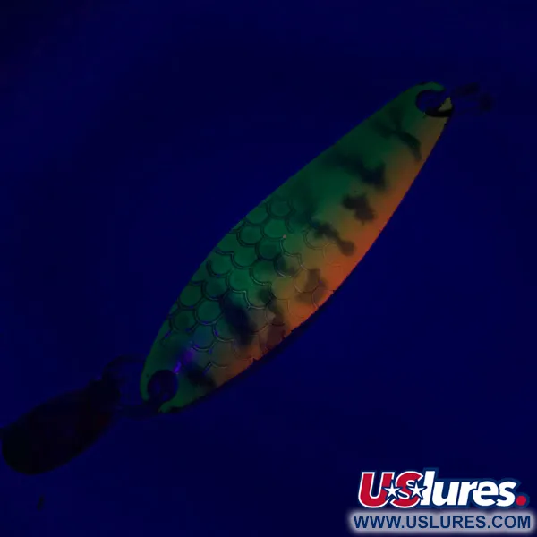 Vintage  Luhr Jensen Needlefish 2, 3/32oz Fire Tiger fishing spoon #5975