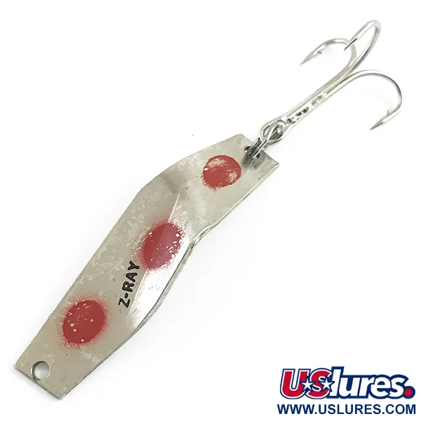 Vintage  Z-RAY Lures Z-Ray, 1/4oz Nickel / Red fishing spoon #5976