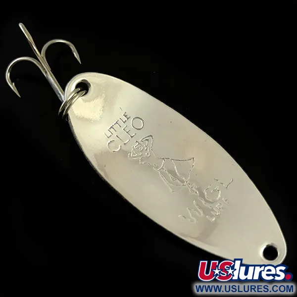 Vintage  Seneca Little Cleo (Hula Girl) Glow, 1/2oz White / Green / Nickel fishing spoon #5981