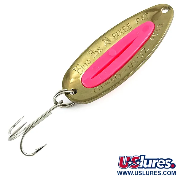 Vintage   Blue Fox Pixee UV, 1/2oz Gold / Pink fishing spoon #5983