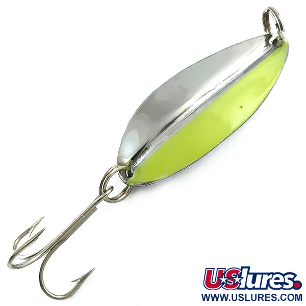Vintage  TODDCO Main liner UV, 2/5oz Nickel / Chartreuse UV fishing spoon #5995