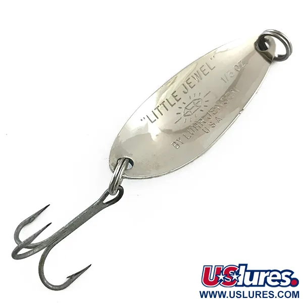 Vintage  Luhr Jensen Little Jewel, 1/3oz Hammered Nickel / Blue fishing spoon #5997