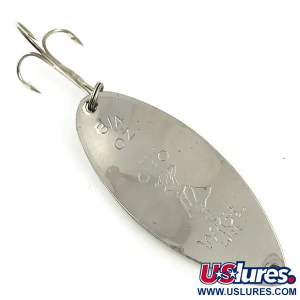 Vintage  Seneca Little Cleo (Hula Girl) Glow, 3/4oz White / Green / Nickel Glow in Dark fishing spoon #5999