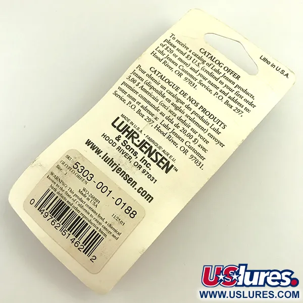 Vintage  Luhr Jensen Loco 1Glow, 1/8oz White / Green fishing spoon #6000