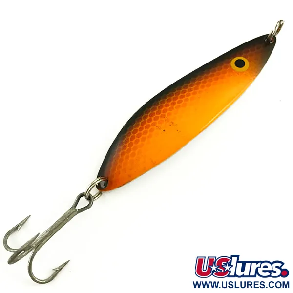 Vintage   Red Eye Lures The Perfect Minnow, 1/2oz Orange / Brown / White fishing spoon #6004